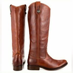 Frye Melissa Pulltab Riding Boots Brown Cognac Leather Size 7.5  77167